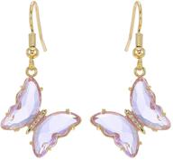 🦋 exquisite cz butterfly glass drop dangle earrings: 925 sterling silver, gold plated, hypoallergenic, perfect jewelry gift for women and teen girls logo