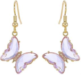 img 4 attached to 🦋 Exquisite CZ Butterfly Glass Drop Dangle Earrings: 925 Sterling Silver, Gold Plated, Hypoallergenic, Perfect Jewelry Gift for Women and Teen Girls