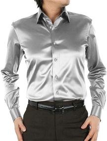 img 1 attached to Stylish Button Sleeve Luxury Shirts in Silver for Men - Premium Men's Clothing