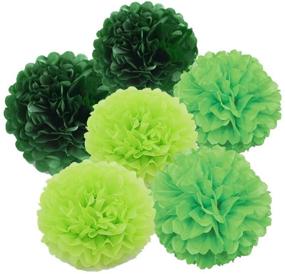 img 2 attached to 🌸 Green Set of 15 Pom Poms Tissue Paper Flower Balls - Decorative Hanging Flower DIY Craft for Wedding, Birthday, and Home Decorations (8 inch, 10 inch, 12 inch)