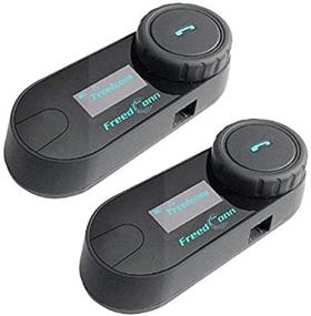 img 1 attached to 🔊 FreedConn TCOM-SC Motorcycle Helmet Bluetooth Intercom Headset Communication Systems Kit: Seamless Connectivity for 2 or 3 Riders, LCD Screen, FM Radio, Mobile Phone, MP3, GPS Connective, and Handsfree - 800m Range (2 Pack)