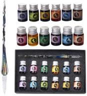 🖋️ mancola glass dipped pen ink set: handmade crystal writing pen with 12 colorful inks for art, signatures, calligraphy, drawing, decoration, perfect gift for beginners and artists - ma-12 logo