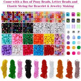 img 3 attached to 🎨 Expand Your Creativity with Shynek Bead Bracelet Making Kit: Design Personalized Friendship Bracelets with Pony Beads, Letter Beads, Charm Beads, and Elastic String!