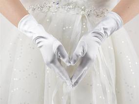 img 2 attached to 🧤 White Satin Kids Short Length Gloves for Dance Party - Greenmoe Girls
