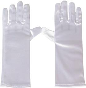 img 4 attached to 🧤 White Satin Kids Short Length Gloves for Dance Party - Greenmoe Girls