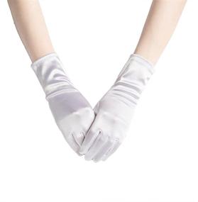 img 3 attached to 🧤 White Satin Kids Short Length Gloves for Dance Party - Greenmoe Girls