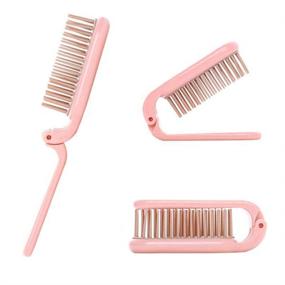 img 3 attached to 🔷 2-Pack of Travel Size PUTYSUUN Folding Hair Brush Pocket Combs in Pink and Blue