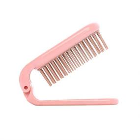 img 1 attached to 🔷 2-Pack of Travel Size PUTYSUUN Folding Hair Brush Pocket Combs in Pink and Blue