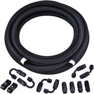 💧 6an fuel line hose fitting kit - evil energy braided nylon stainless steel oil gas cpe 20ft black (0.34 inch hose id) logo