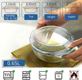 img 3 attached to Compact Glass Casserole Dish with Glass Lid | Mini Glass Microwave Bowls Set with Lids | Microwavable Glass Bowls (0.65L)