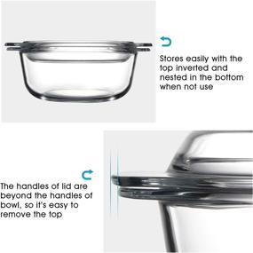 img 2 attached to Compact Glass Casserole Dish with Glass Lid | Mini Glass Microwave Bowls Set with Lids | Microwavable Glass Bowls (0.65L)