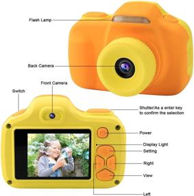 img 3 attached to 📷 Children's Camera, Selfie Digital Camera Gifts for Boys Girls Age 3-9, 12MP 1080P HD Video Camera with 16GB SD Card, Shockproof Kids Camera with Flash for Christmas (Yellow)