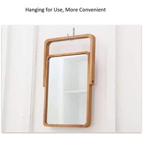 img 3 attached to 🪞 Wooden Frame Standing Vanity Makeup Mirror with Table Mirror - Buwico Rectangle Cosmetic Mirror with Stand for Hanging