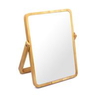 🪞 wooden frame standing vanity makeup mirror with table mirror - buwico rectangle cosmetic mirror with stand for hanging logo