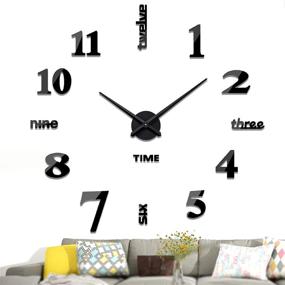 img 4 attached to Modern 3D Wall Clock with Mirror Numbers - VANGOLD Large DIY Wall Clock for Home Office Decorations Gift (Black)