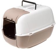 convenient & stylish ferplast prima cabrio cat home toilette in dove grey - now with opening front hatch! logo