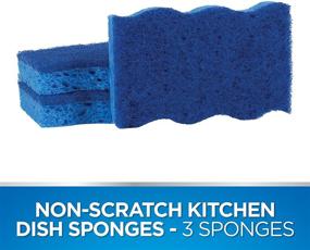 img 3 attached to Dawn Non-Scratch Wedge Scrubber Sponges, Blue (Pack of 3) for Improved SEO