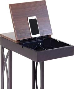 img 1 attached to 🪑 Enhance Your Leisure Space with SeeTable - Device Stand, Charging Station, and Storage (Dark Brown Frame/Walnut Finish Table Top) - C Table/End Table/Side Table/Accent Table