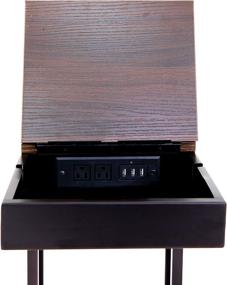 img 2 attached to 🪑 Enhance Your Leisure Space with SeeTable - Device Stand, Charging Station, and Storage (Dark Brown Frame/Walnut Finish Table Top) - C Table/End Table/Side Table/Accent Table