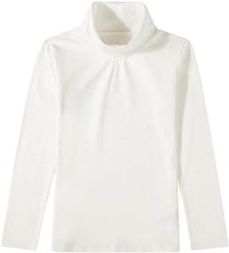 img 2 attached to UNACOO Girls' Cotton Long Sleeve Turtleneck T-Shirt with Spandex - Pack of 1, 2, or 3 (Ages 3-12 Years)