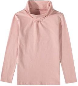 img 3 attached to UNACOO Girls' Cotton Long Sleeve Turtleneck T-Shirt with Spandex - Pack of 1, 2, or 3 (Ages 3-12 Years)