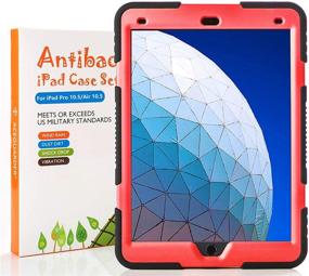 img 3 attached to 🔥 Durable Multi-functional iPad Air 10.5" 2019/iPad Pro 10.5 2017 Kids Case - ACEGUARDER Shockproof Cover with Kickstand (Black/Red)