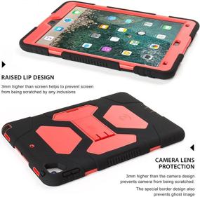 img 1 attached to 🔥 Durable Multi-functional iPad Air 10.5" 2019/iPad Pro 10.5 2017 Kids Case - ACEGUARDER Shockproof Cover with Kickstand (Black/Red)