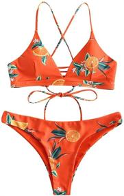 img 4 attached to 👙 ZAFUL Lace Up Bikini Swimwear for Women - Stylish Bathing Clothing