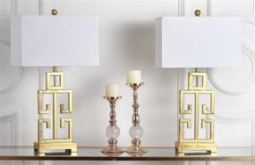 img 1 attached to Safavieh Lighting Collection Greek Key Antique Gold 29-inch Table Lamp Set - LED Bulbs Included: Perfect for Bedroom, Living Room, Home Office, and Nightstand