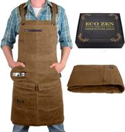 🔨 woodworking shop apron for men - carpenter work shop apron, ideal woodworking gift, durable waxed canvas workshop tool aprons, fully adjustable size s-xxxl logo