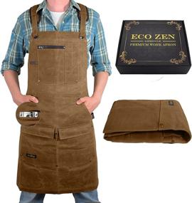 img 4 attached to 🔨 Woodworking Shop Apron for Men - Carpenter Work Shop Apron, Ideal Woodworking Gift, Durable Waxed Canvas Workshop Tool Aprons, Fully Adjustable Size S-XXXL