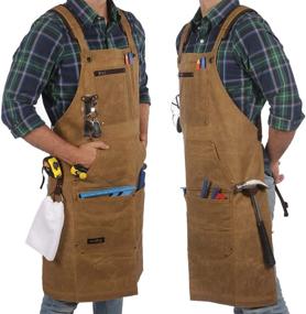 img 1 attached to 🔨 Woodworking Shop Apron for Men - Carpenter Work Shop Apron, Ideal Woodworking Gift, Durable Waxed Canvas Workshop Tool Aprons, Fully Adjustable Size S-XXXL