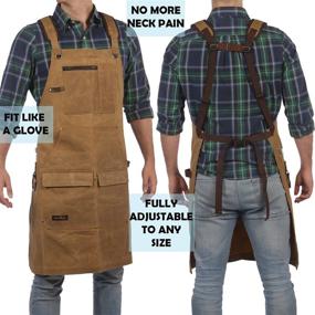 img 2 attached to 🔨 Woodworking Shop Apron for Men - Carpenter Work Shop Apron, Ideal Woodworking Gift, Durable Waxed Canvas Workshop Tool Aprons, Fully Adjustable Size S-XXXL