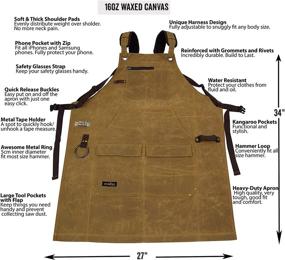 img 3 attached to 🔨 Woodworking Shop Apron for Men - Carpenter Work Shop Apron, Ideal Woodworking Gift, Durable Waxed Canvas Workshop Tool Aprons, Fully Adjustable Size S-XXXL