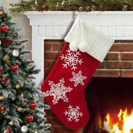 s-deal christmas stockings: 20.5 inches wool needlepoint holder with pompoms - perfect xmas party decorations логотип