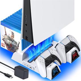img 4 attached to 🎮 Ultimate PS5 Stand Cooling Fan with Dual Charging Station: OIVO Suction Cooling Station & PS5 Controller Charger – Fast Charging, 12 Game Slots