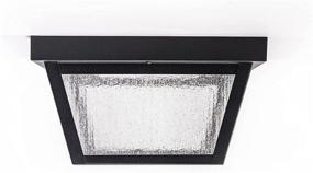 img 1 attached to 🏢 CORAMDEO 9.25” Square Ceiling Light - Porch & Entry Outdoor Hallway Fixture - Damp Location, Integrated LED (125W Equivalent), 1200 Lumens, 3000K Warm White, Black Powder Coat Finish with Seedy Glass