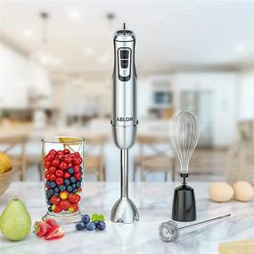 img 3 attached to 🔪 Ablon Immersion Hand Blender 600 Watt 10-Speed - 4-in-1 Set with Detachable 304 Stainless Steel Stick Blender, Egg Whisk, Mixing Beaker, Milk Frother