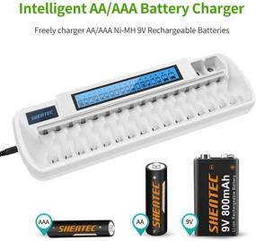 img 3 attached to ⚡ Shentec 16+2 Bay Smart Rechargeable Battery Charger with LCD Display for AA AAA NiMH Batteries & Li-ion 9V Rechargeable Batteries with AC Wall Adapter (Not Suitable for AA AAA Li-ion Batteries)