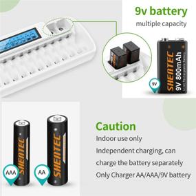 img 1 attached to ⚡ Shentec 16+2 Bay Smart Rechargeable Battery Charger with LCD Display for AA AAA NiMH Batteries & Li-ion 9V Rechargeable Batteries with AC Wall Adapter (Not Suitable for AA AAA Li-ion Batteries)