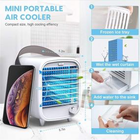 img 2 attached to 🌀 3-in-1 Portable Air Conditioner Fan with Mini Evaporative Cooling, Built-in Ice Tray, USB Power - Ideal for Home, Office, Dorm (White)