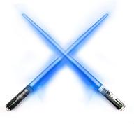 🔵 luke skywalker blue led light-up lightsaber chopsticks - glowing star wars sushi sabers logo