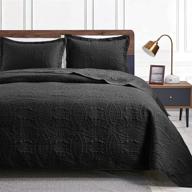 👑 queen size black quilt sets with coin pattern, love's cabin comforter bedding cover, soft lightweight bedspread bed decor coverlet sets for all season (90"x96") logo