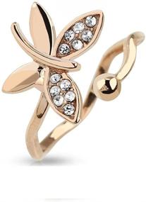 img 2 attached to 🦋 Rose Gold Butterfly Multi Gem Adjustable Toe/Mid Ring by Amelia Fashion