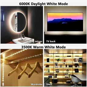 img 3 attached to 🔆 YNESOER Cabinet LED Lights Strip: Dimmable Touch Control USB Powered Strip Lights for Kitchen Bedroom Closet - Warm White & Daylight White (9.8ft)