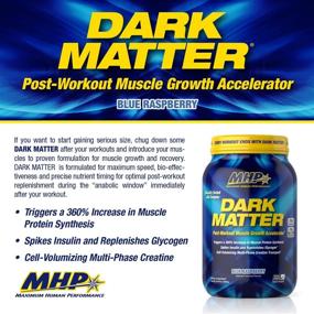 img 3 attached to MHP Dark Matter Post Workout Recovery Accelerator with Multi Phase Creatine, Waxy Maize Carbohydrate, 6g Essential Amino Acids (EAAs), Blue Raspberry Flavor, 20 Servings, 55.04 oz