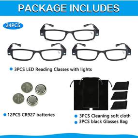 img 3 attached to LED Reading Glasses with Built-in Light, Lighted Magnifier Eyewear for Nighttime Reading, Compact Full Frame Unisex Bright LED Readers, Clear Vision Lighted Eye Glasses, +2.5 Strength