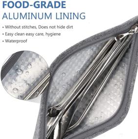 img 3 attached to 🥤 Straw Carrying Case for Reusable Metal, Paper, Plastic, and Silicone Straws - Includes Tumbler Straws, Stainless Steel Straw Bags, and Utensil Container for Forks, Knives, and Chopsticks