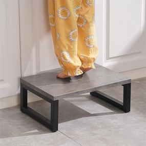 img 3 attached to 🪡 Snughome Wood One Step Stool for Kids - 350lb Load Capacity, Potty Training Stool for Kitchen, Bedroom, Bathroom (Gray)