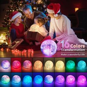 img 2 attached to 🌙 Galaxy Moon Lamp with Stand - 7.1" Diameter, 16 Color LED Night-Light for Bedroom Desk Decor, Tap/Touch/Remote Control, Ideal Christmas Birthday Gift for Teen Girls/Boys/Babies/Kids Toys/Women - Purple